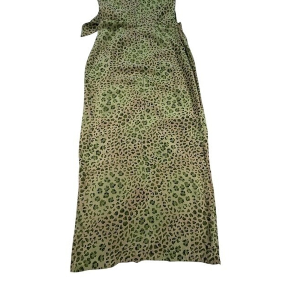 Vintage Spenser Jeremy Silk Leopard Halter Maxi Dress Womens 6 Green - Picture 8 of 16